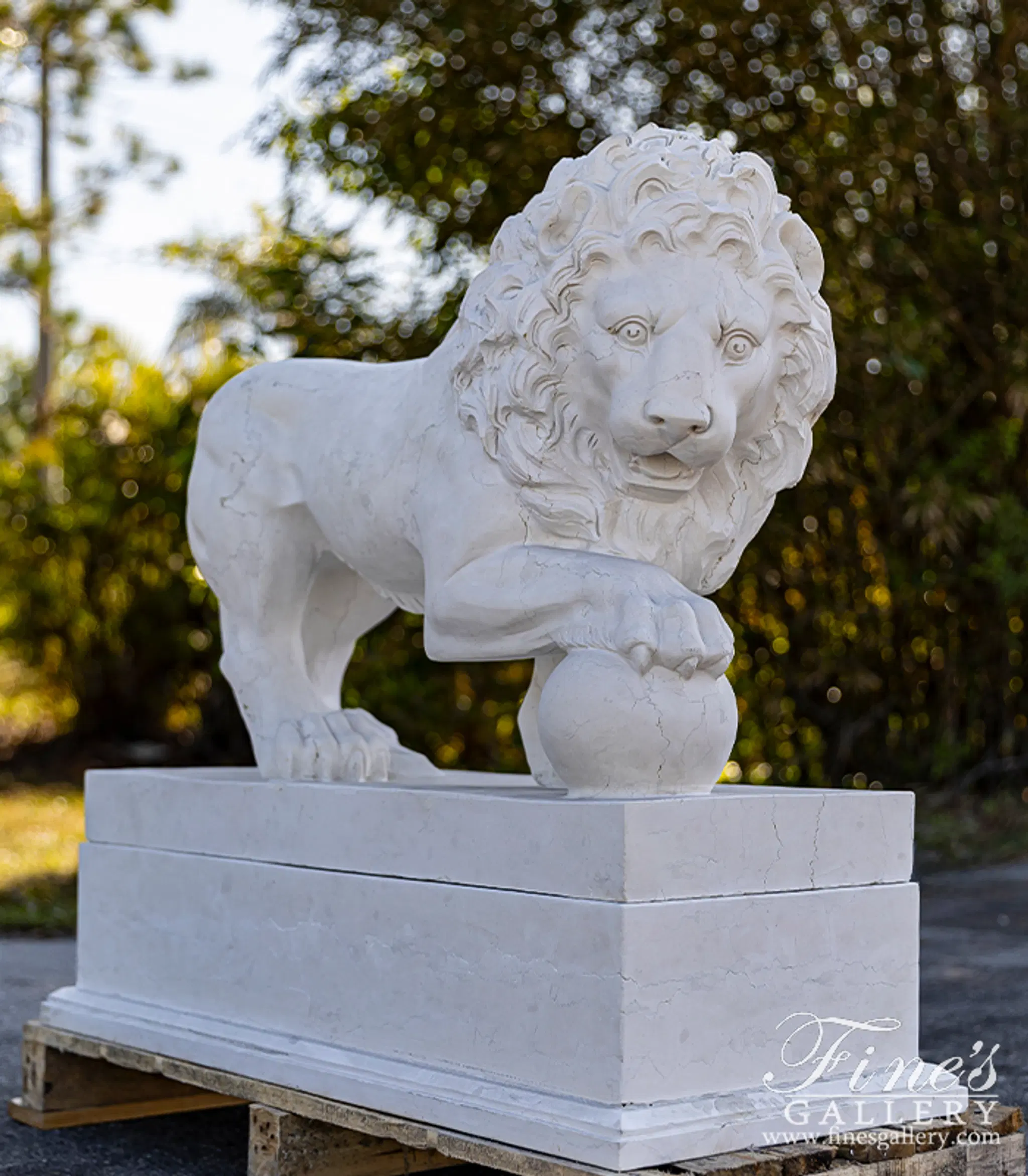 Marble Statues - Marble Lion Pair In Italian 